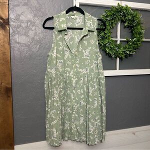 Entro Floral Sleeveless Green Dress tunic large